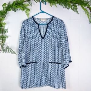 Tory Burch Blue and White Tunic Top